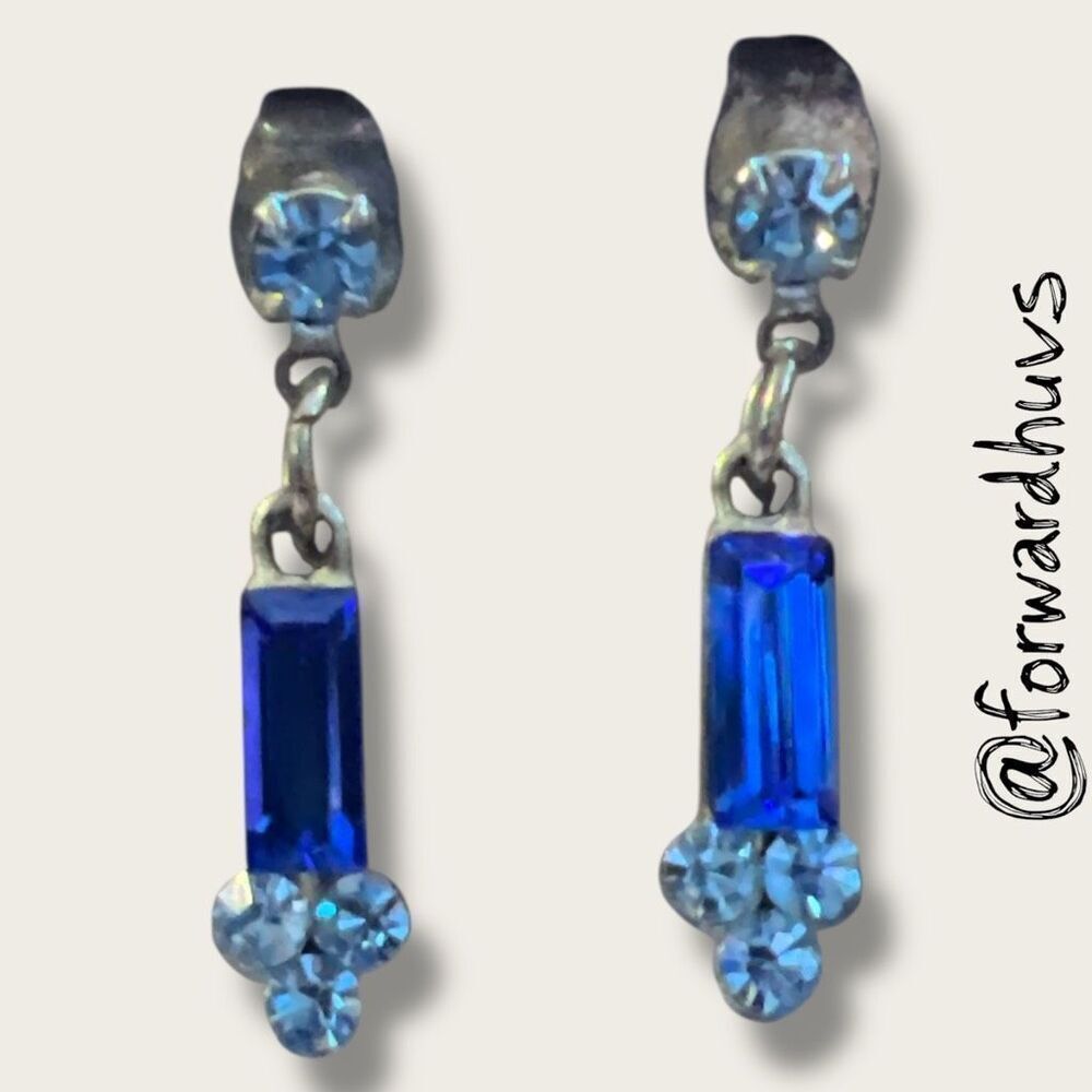 Bundle Sale 3 for $15 | Vintage Blue Glass Drop Earrings – Tiered Design